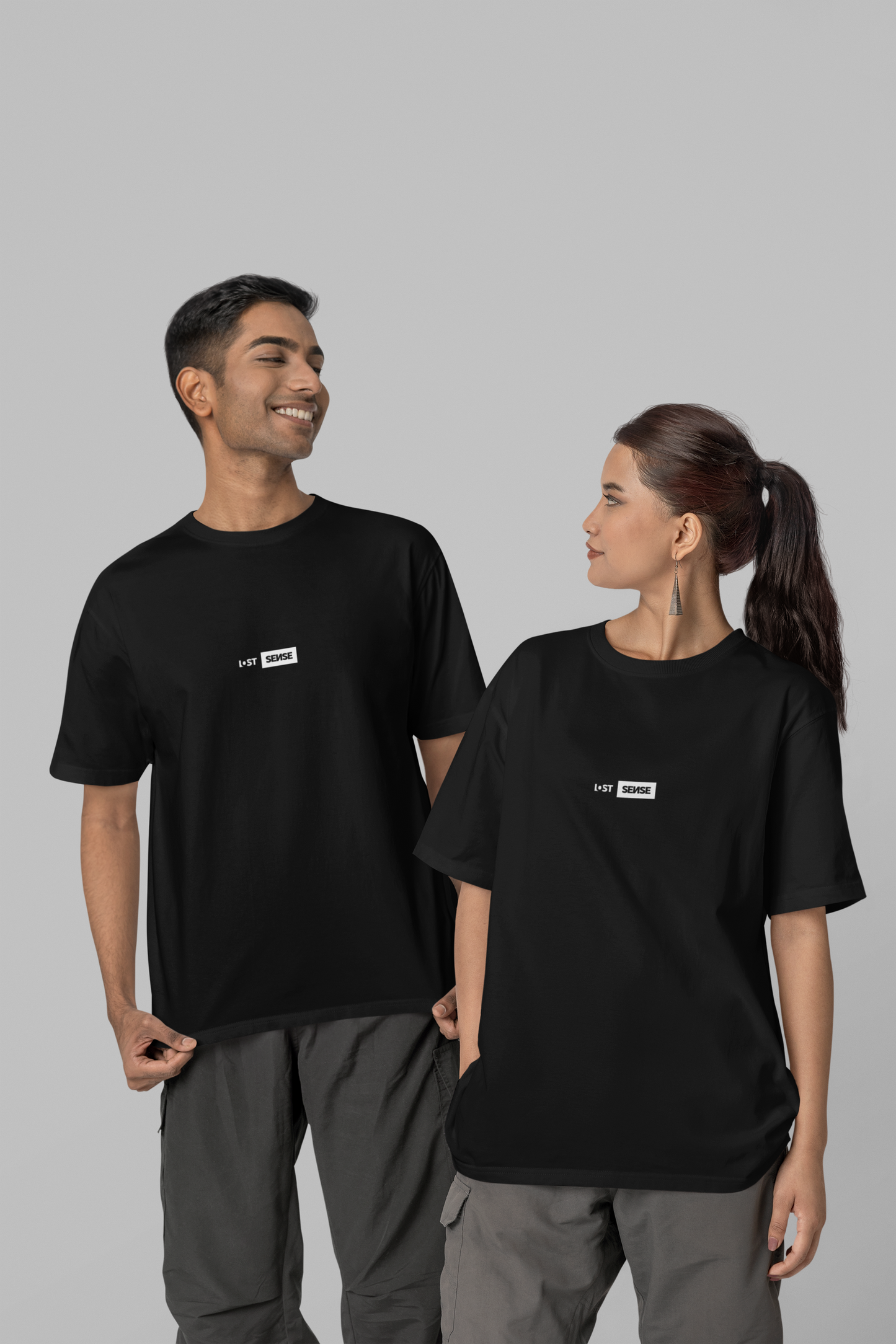 LOSTSENSE - Black Unisex Oversized Standard T-Shirt