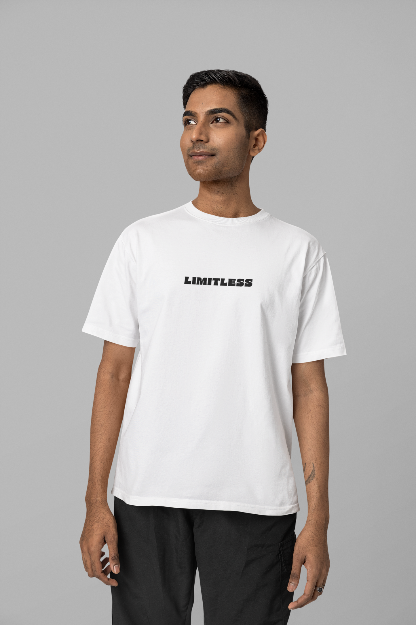 LIMITLESS -White Unisex Oversized Standard T-Shirt