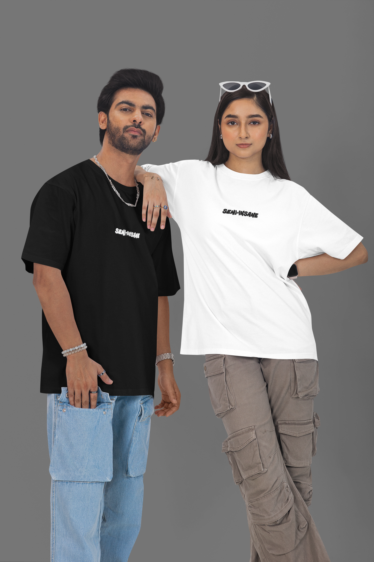 SEMI-INSANE - Black Unisex Oversized Standard T-Shirt