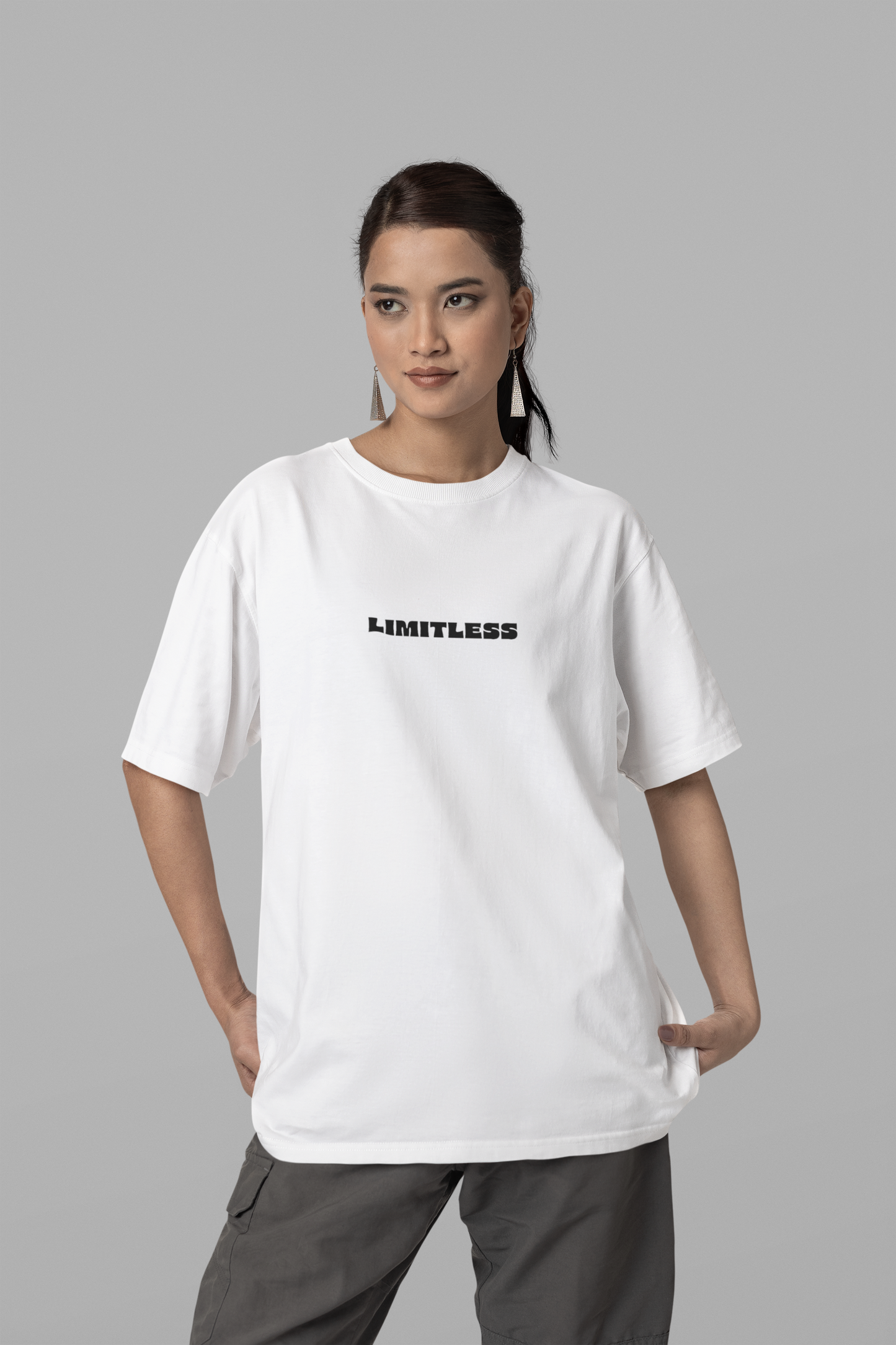LIMITLESS -White Unisex Oversized Standard T-Shirt