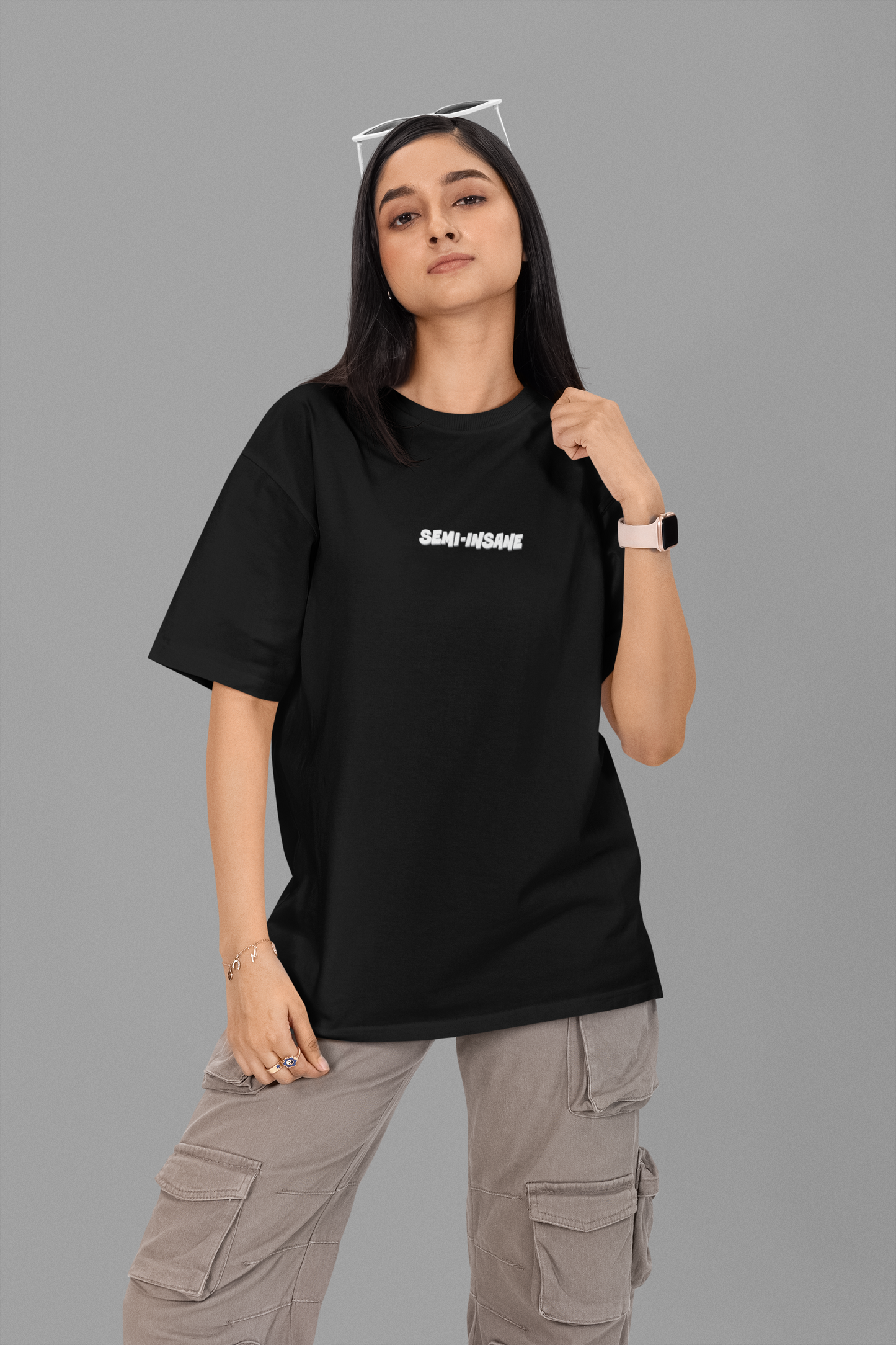SEMI-INSANE - Black Unisex Oversized Standard T-Shirt