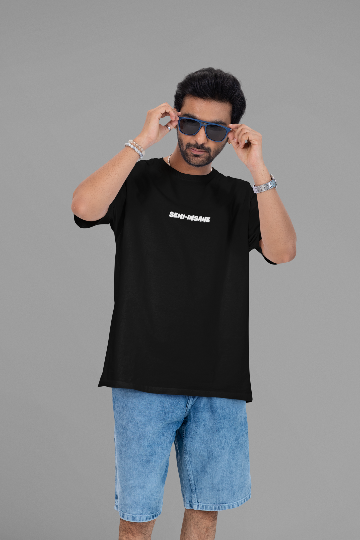 SEMI-INSANE - Black Unisex Oversized Standard T-Shirt